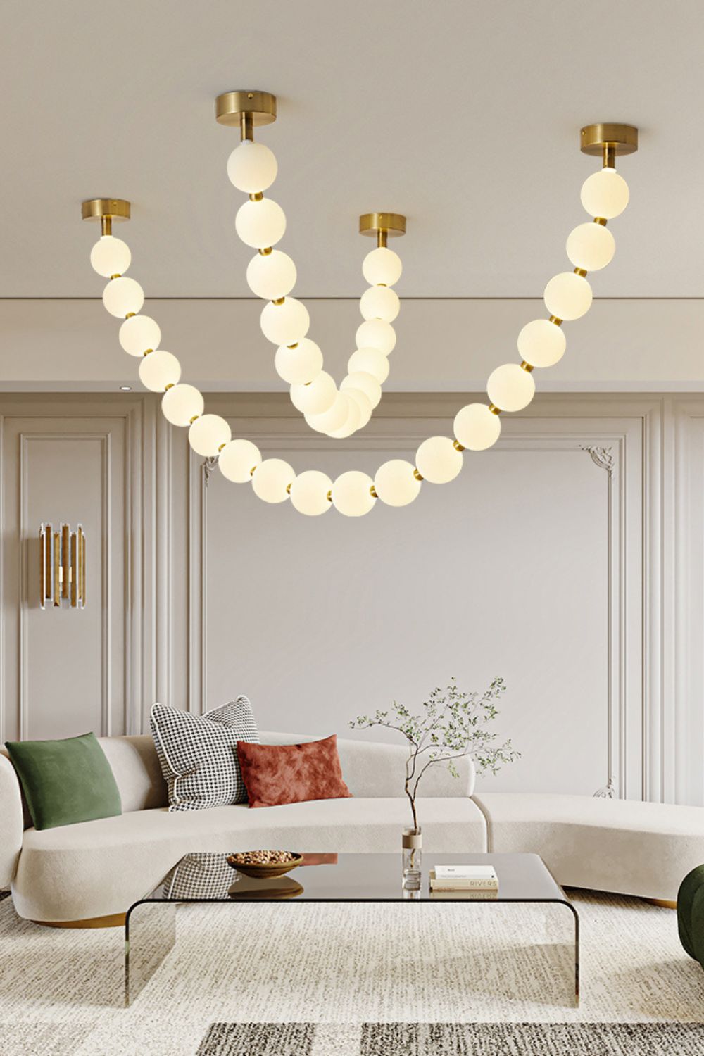 Elegante Kroonluchter van Handgeblazen Glas met LED en Koperen Accenten – Moderne Kroonluchter voor Binnengebruik 2