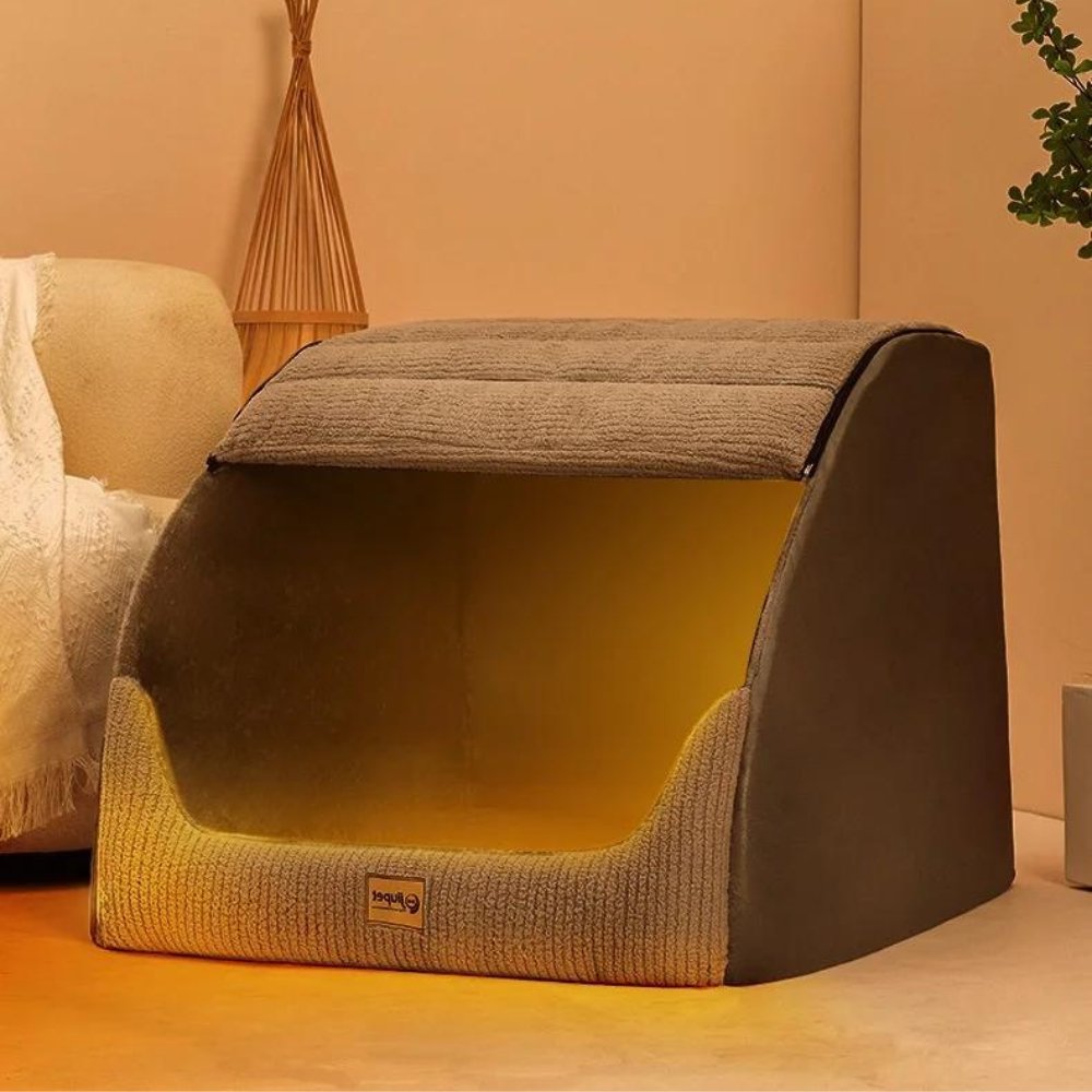 Gezellig Warm Huisdierbed voor Grote en Middelgrote Honden – SnuggleHome Pet Villa in Grijs 1