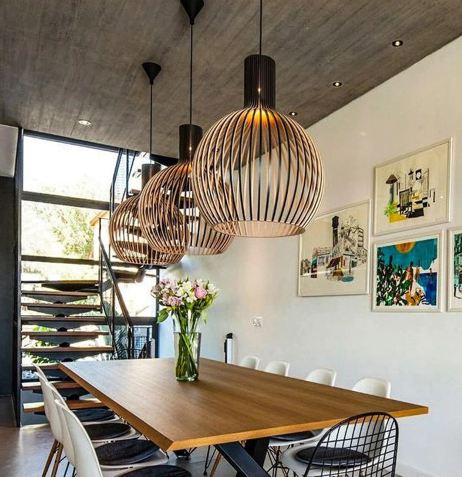 Handgemaakte Houten Hanglamp voor Woonkamer, Eettafel of Slaapkamer – Unieke Verlichting 5
