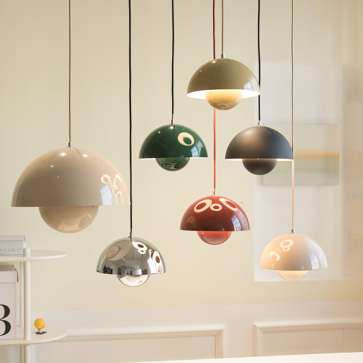 Hanglamp met Geometrische Hemisferische Tint – Stijlvolle Woonkamer Eettafel Lamp voor Binnen 3