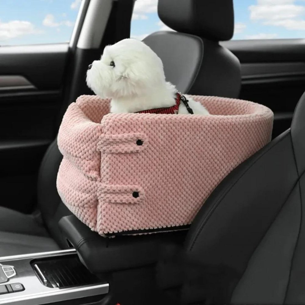 Kleine Hondenzitje voor Auto met Pluche Bekleding en Verstelbare Veiligheidsbanden 2