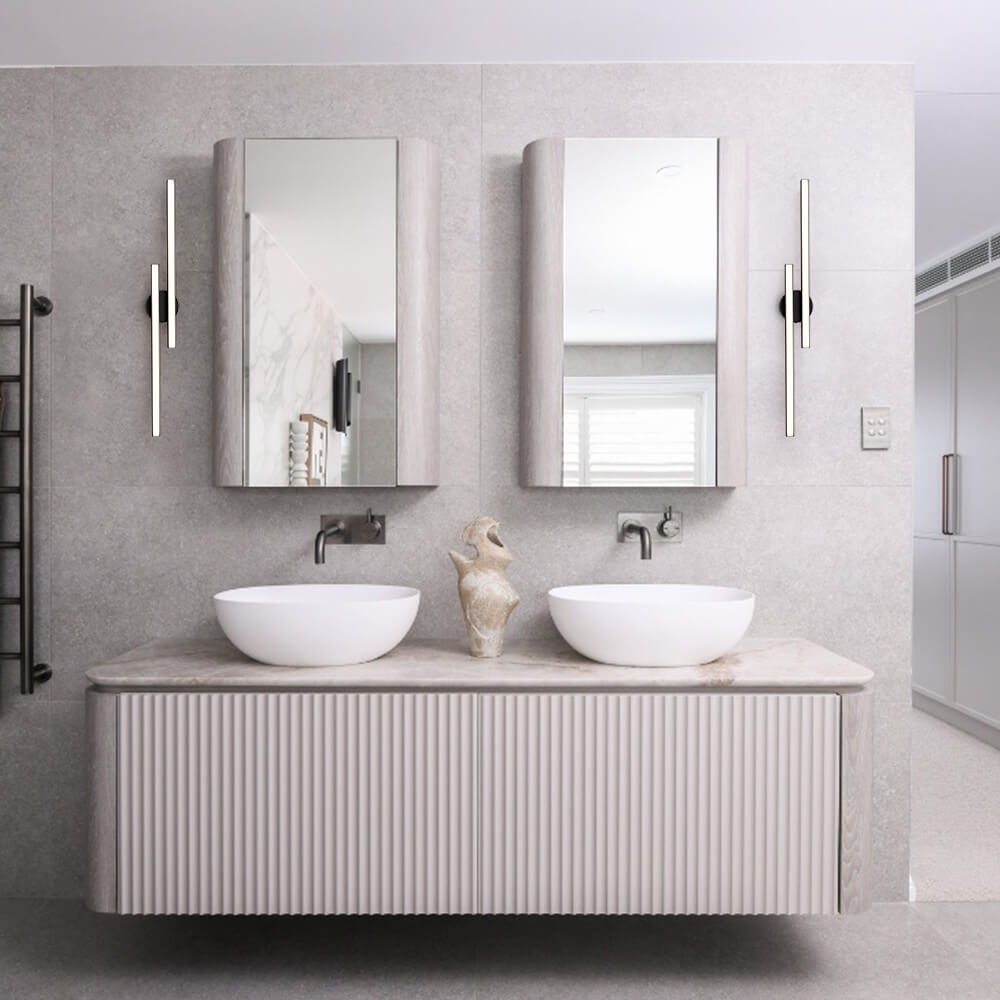 Lange Zwarte LED Flush Mount Verlichting met Drie Kleurtemperaturen voor Ingang, Badkamer, Keuken 5