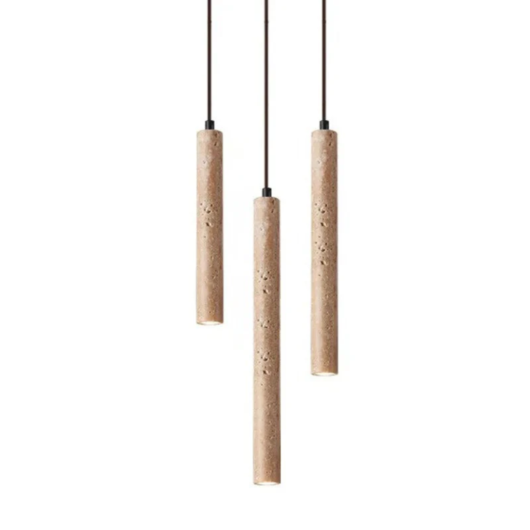 Minimalistische LED Kroonluchter in Travertijn met Wabi-Sabi Stijl voor Moderne Interieurs 3