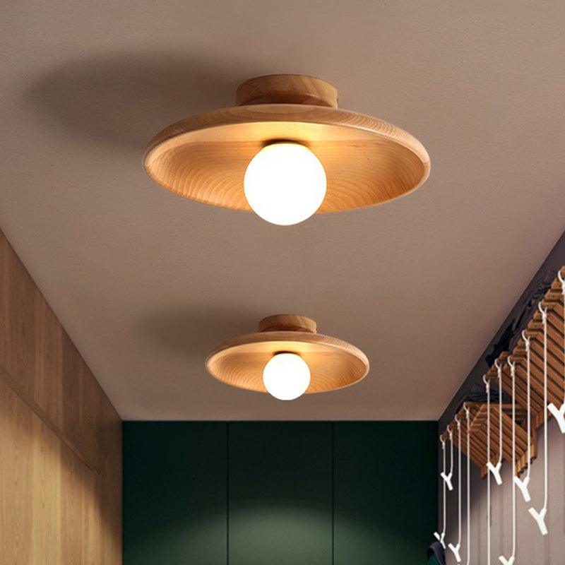 Modern Minimalistisch Semi-Spoelplafondlicht van Hout voor Warme Verlichting – LED Geschikt voor Slaapkamer en Woonkamer 4