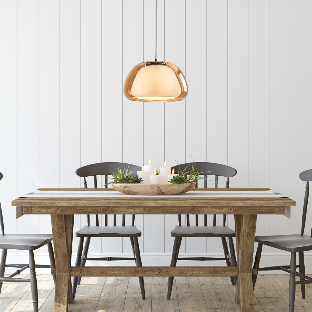 Moderne Hanglamp Zwart met Glazen Koepel en Verstelbaar Snoer voor Eettafel en Woonkamer 4