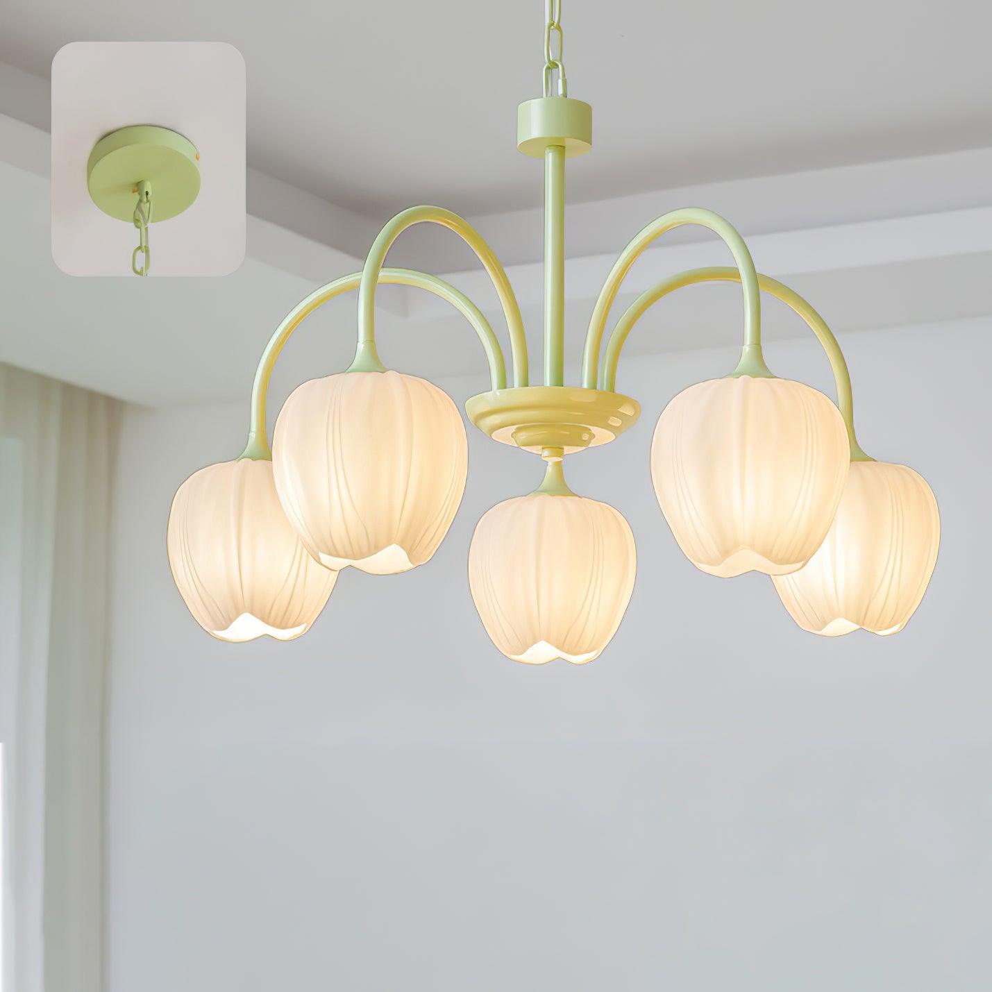 Moderne Kroonluchter met Witte Glazen Lampenkap – Stijlvol Design voor Binnenverlichting 0