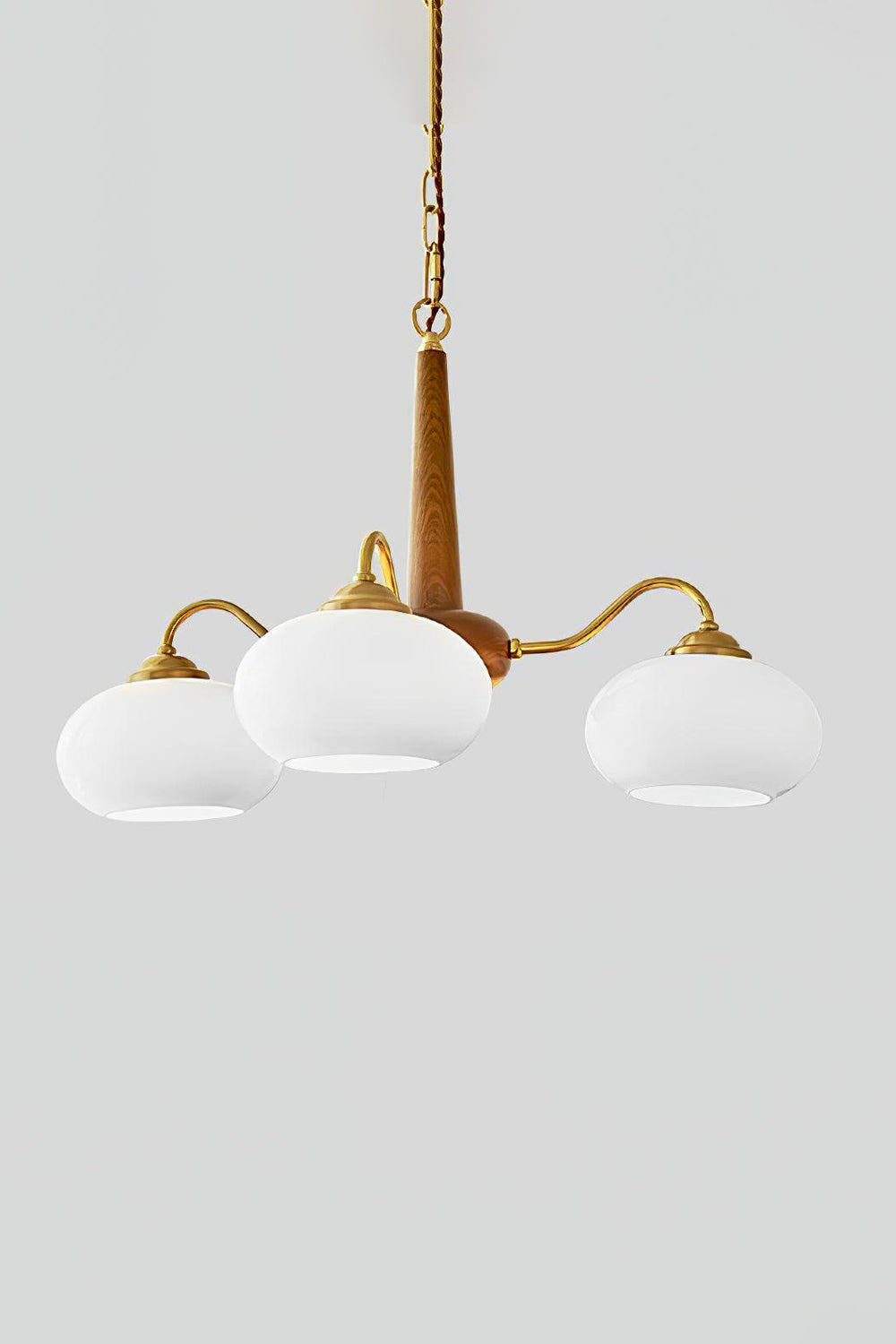 Moderne Kroonluchter van Walnoot en Glas met 4 of 6 Lichten - Stijlvolle Verlichting voor Binnen 0