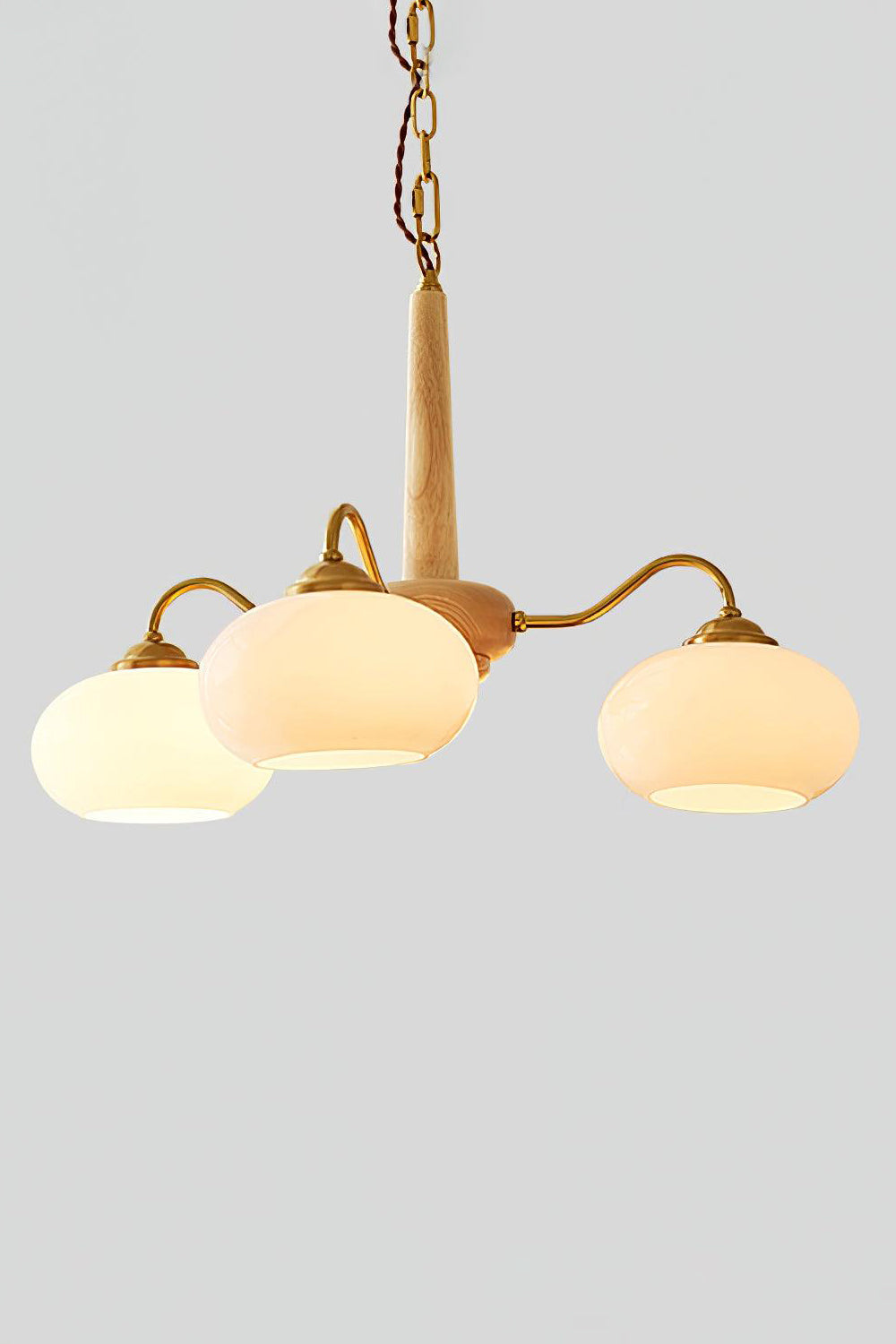 Moderne Kroonluchter van Walnoot en Glas met 4 of 6 Lichten - Stijlvolle Verlichting voor Binnen 13