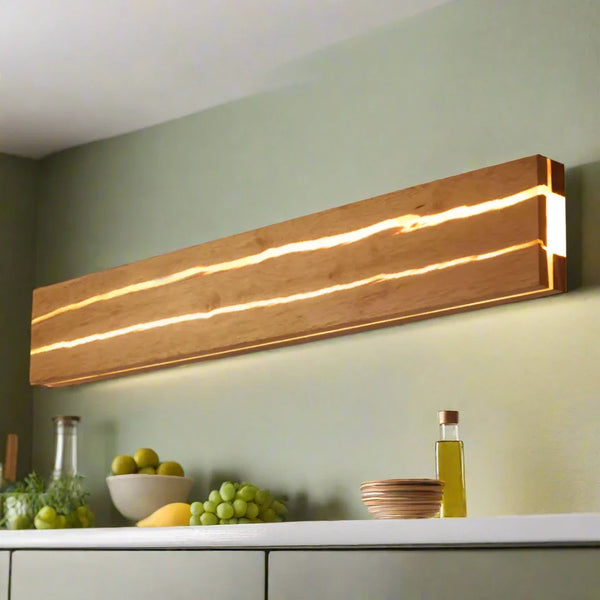 Moderne Wandlamp met Uniek Houtpatroon en Warm Licht voor Binnen 3