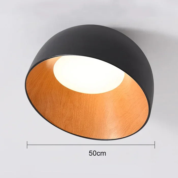 Moderne Zwarte Plafondlamp van Metaal met Geïntegreerde LED en Houten Accenten 13