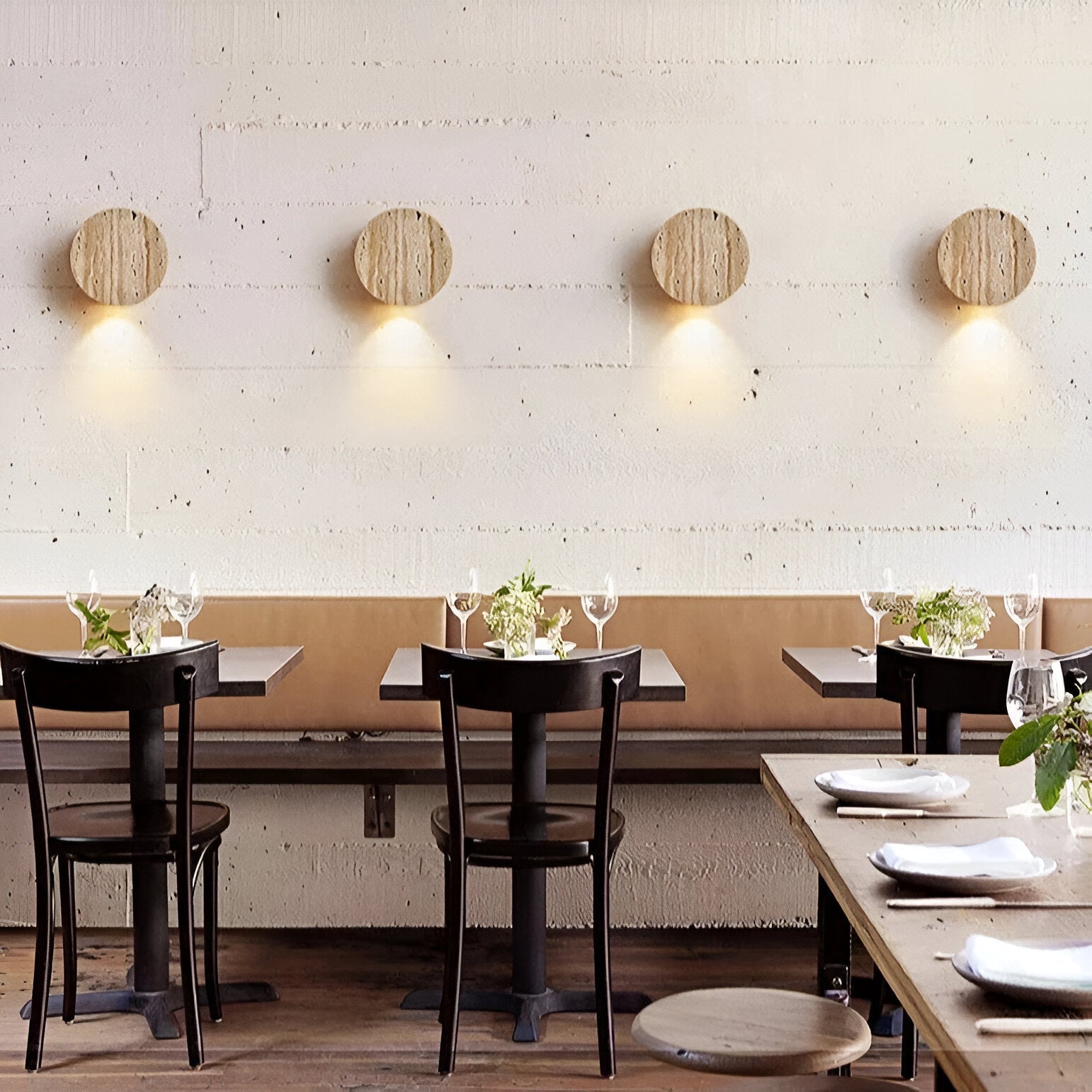 Natuurlijke Travertijn Gele Steen Wandlamp met Wabi-Sabi Esthetiek en Minimalistisch Ontwerp 3