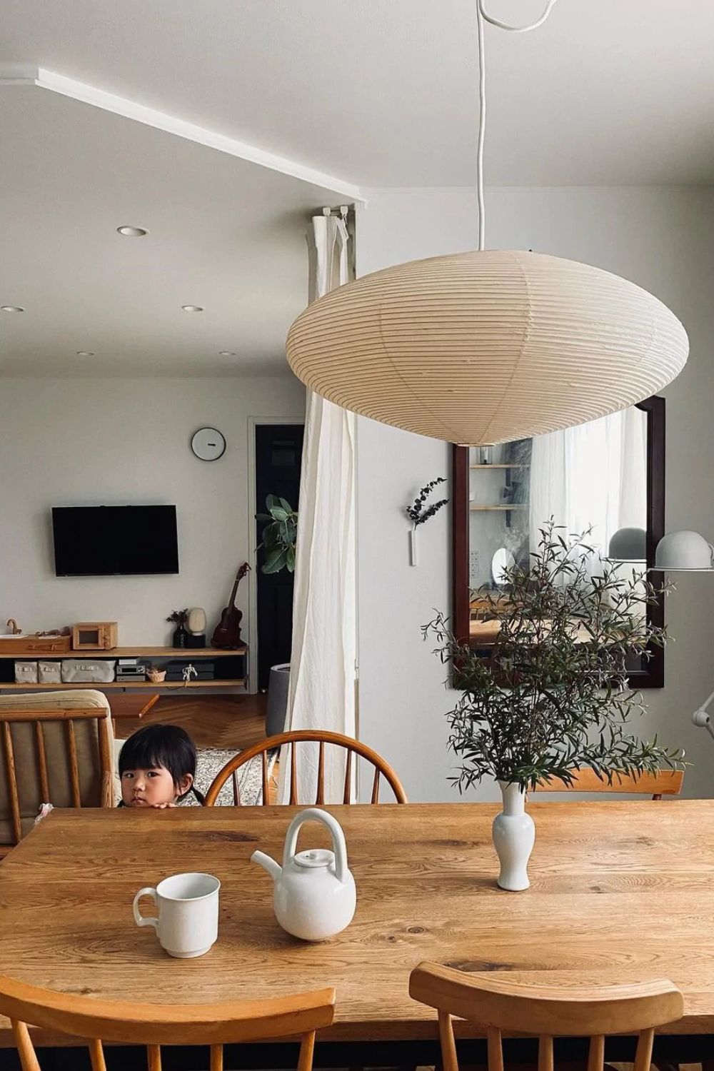 Ovalen Hanglamp van Bamboe en Washi Papier voor Woonkamer, Eetkamer en Slaapkamer – Warm Licht 2