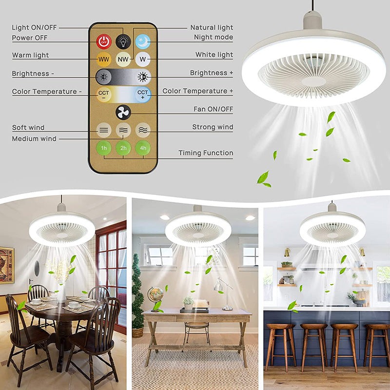 Plafondventilator met Lamp en Afstandsbediening - LED Plafondlamp met Ventilator voor Binnengebruik 1
