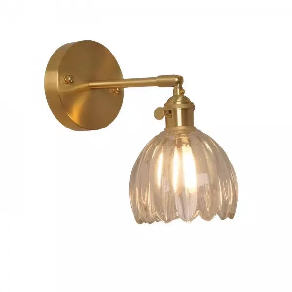 Retro Glazen Wandlamp in Tulpvorm – Vintage Muurlamp voor Binnen met Warm Wit Licht 0
