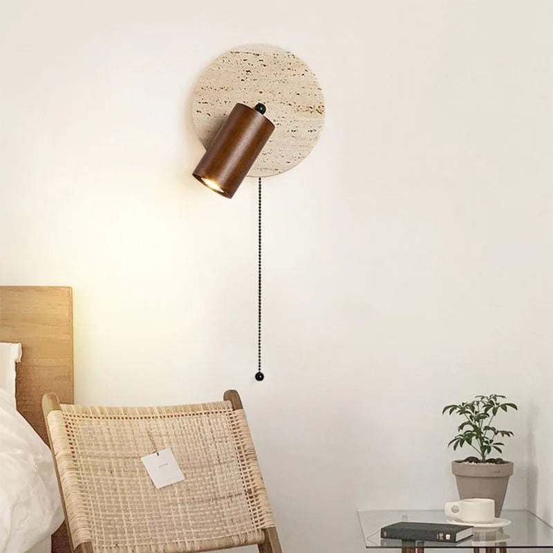 Rotatable Wandlamp van Travertijn met Elegante Marmeren Lampenkap en Warm LED Licht 3