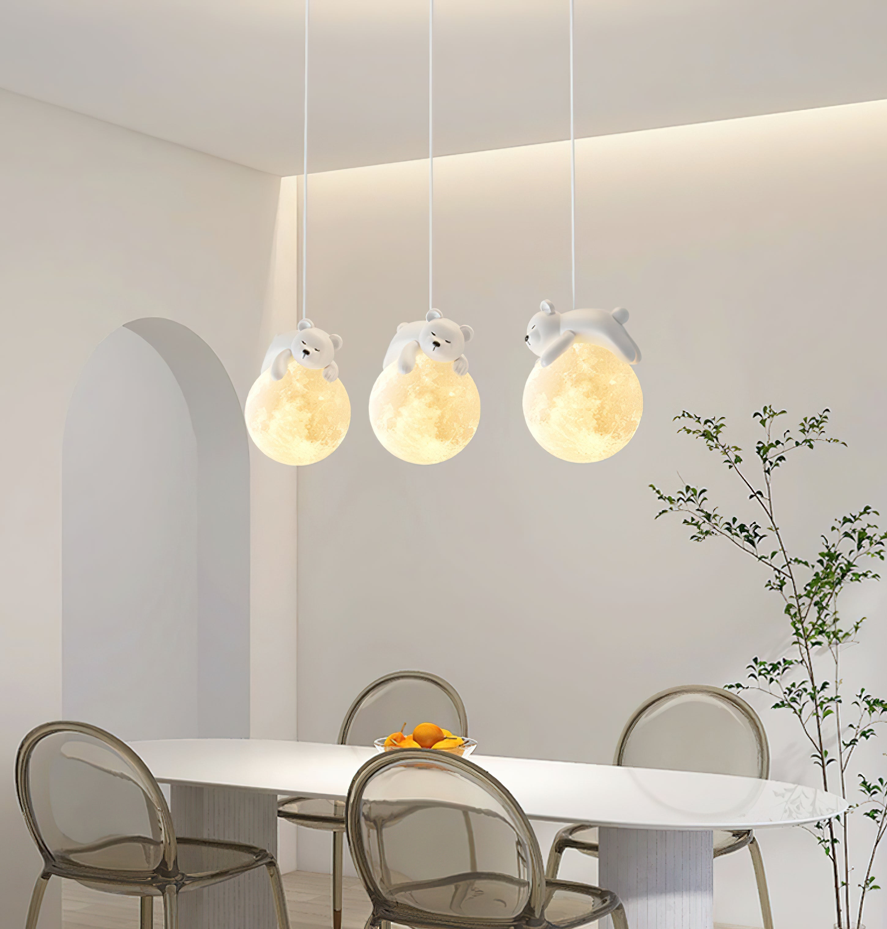 Speelse Hanglamp met Beer en Maan voor de Kinderkamer in Wit en Landelijke Stijl 8