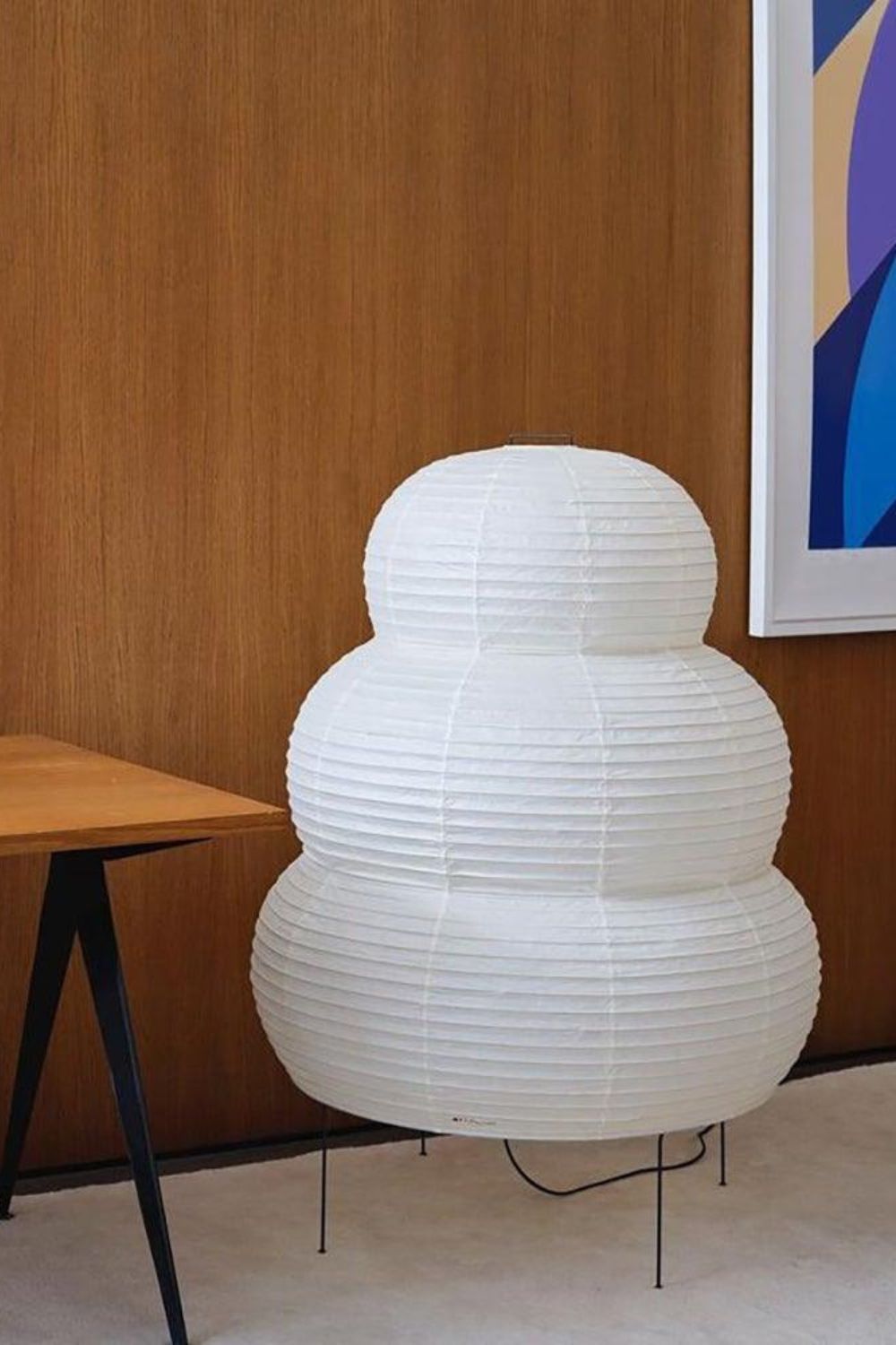 Tafellamp van Washi Papier met Bamboe en Staal – Japanse Esthetiek, 58 cm Hoog 4