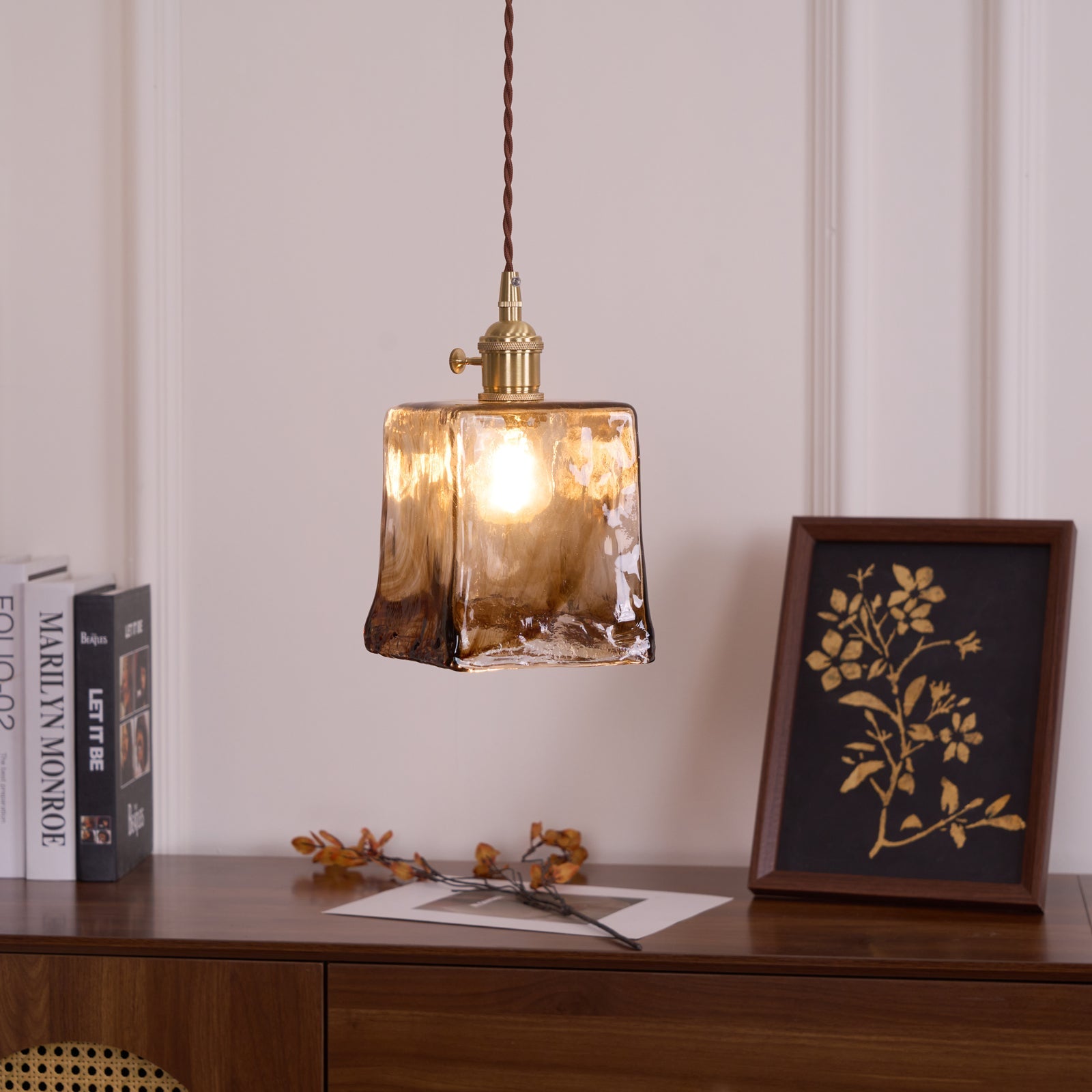 Vintage Hanglamp van Messing en Glas voor Woonkamer, Eetkamer of Slaapkamer – Stijlvolle Binnenverlichting 4