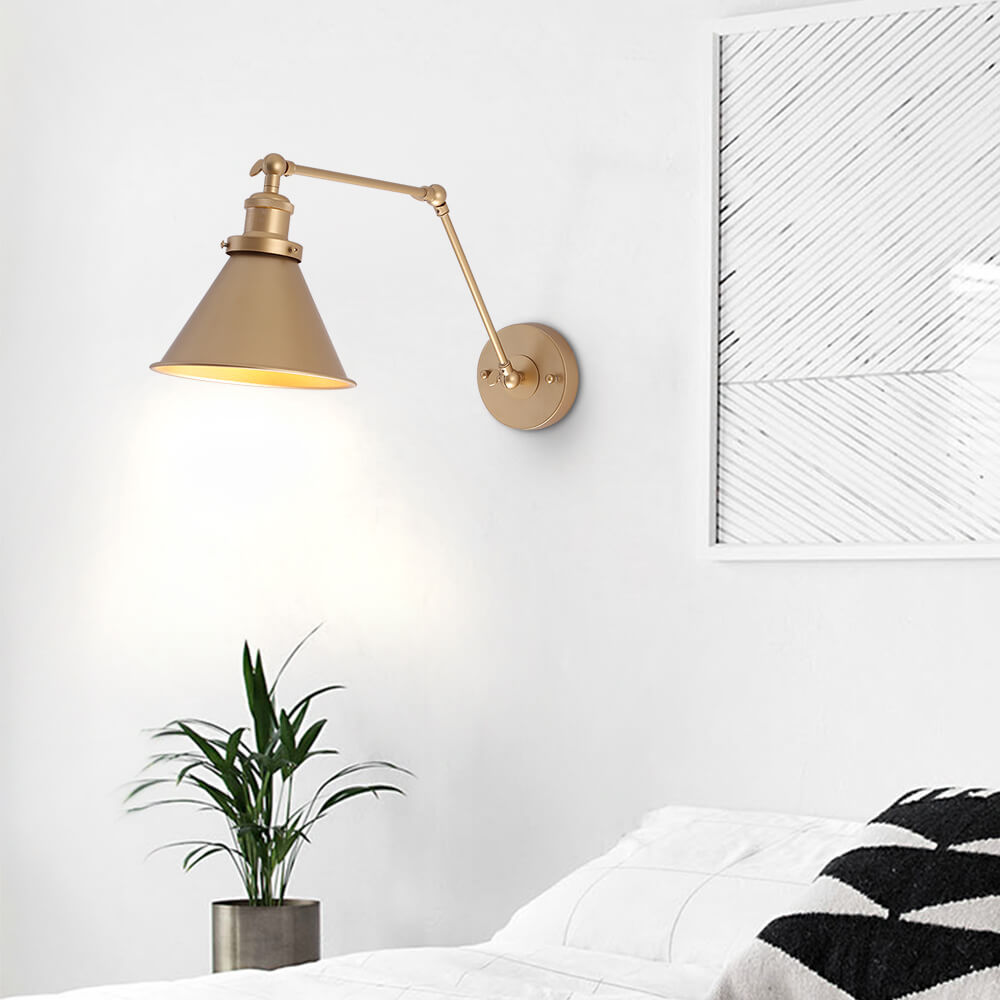Vintage Wandlamp Goud met Dimbare Functie en Verstelbare Arm voor Binnengebruik 1