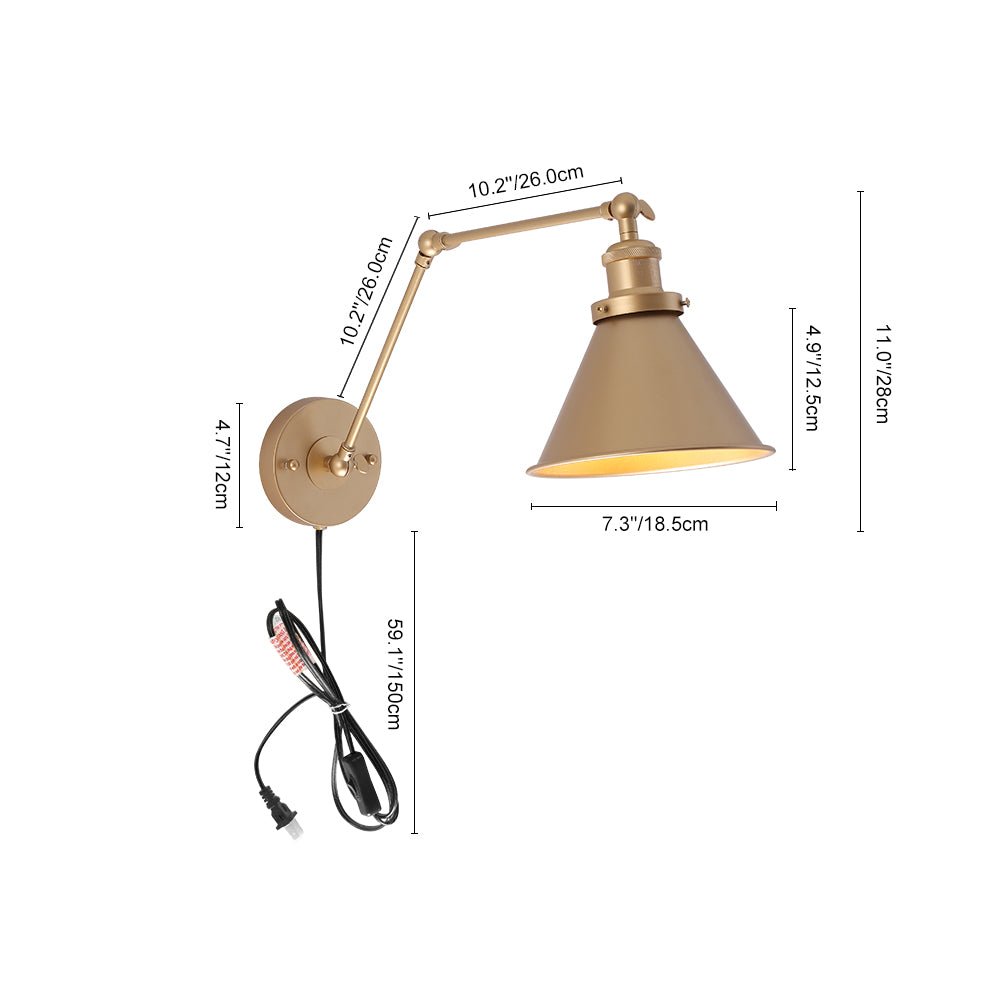 Vintage Wandlamp Goud met Dimbare Functie en Verstelbare Arm voor Binnengebruik 2