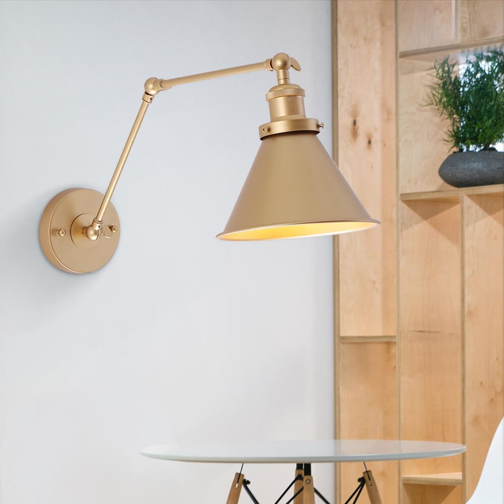 Vintage Wandlamp Goud met Dimbare Functie en Verstelbare Arm voor Binnengebruik 6