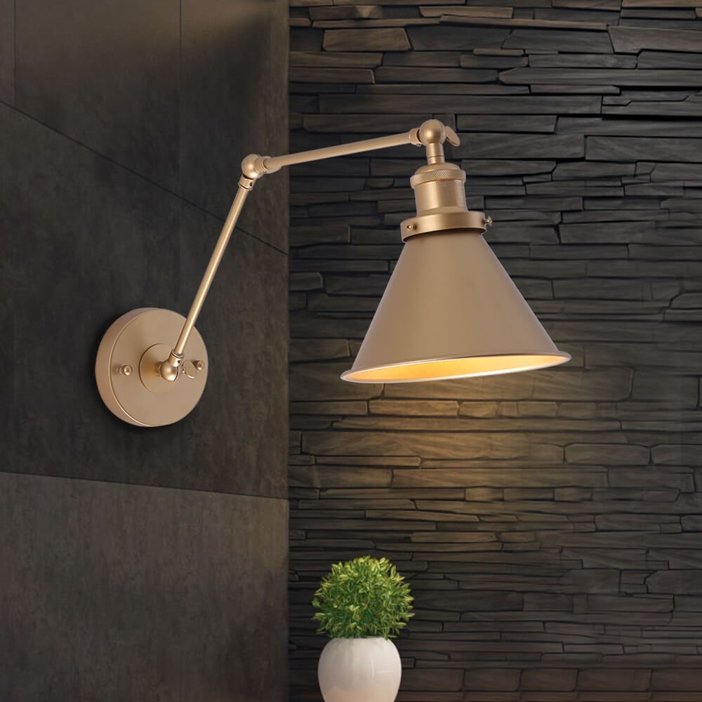 Vintage Wandlamp Goud met Dimbare Functie en Verstelbare Arm voor Binnengebruik 8