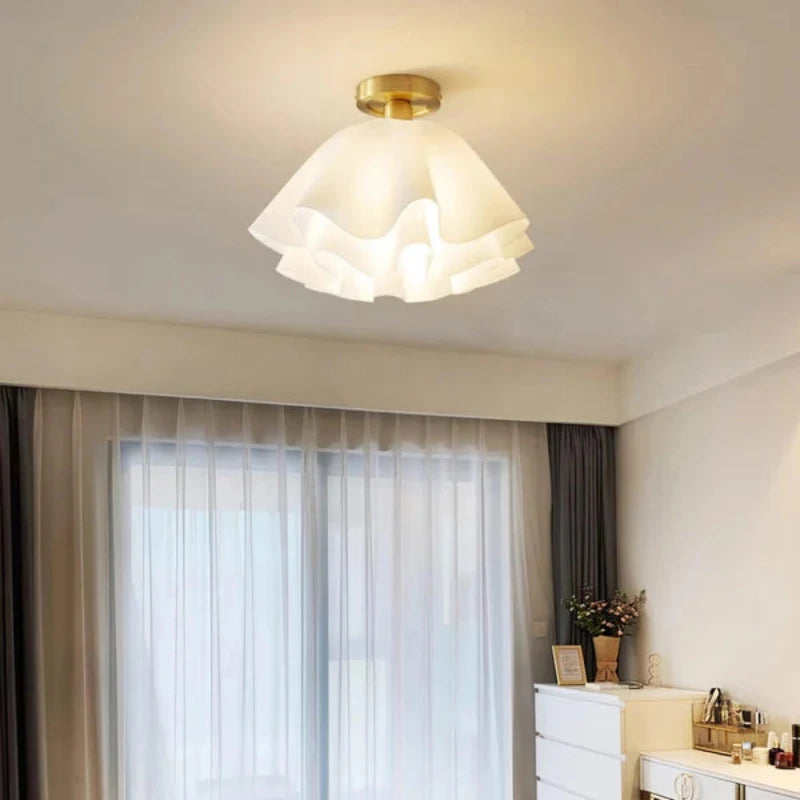 Vintage Witte Plafondlamp Bloem Design – Elegante Plafonniere voor Slaapkamer en Woonkamer 3