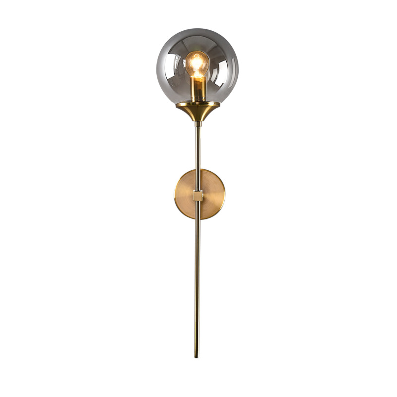 Wandlamp Goud met Gerookte Glazen Bol – Modern Muurlamp voor Binnengebruik 5
