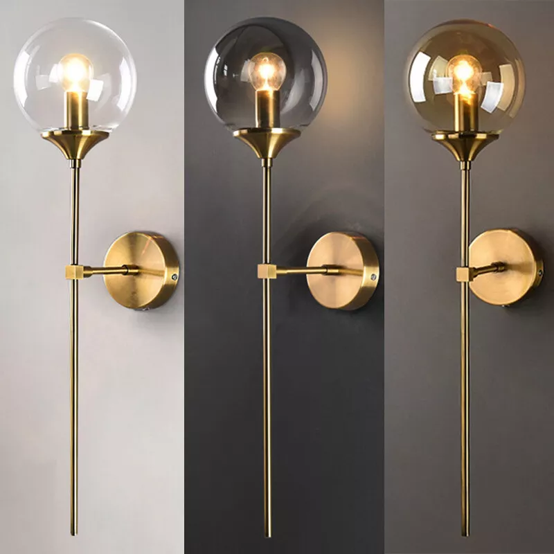 Wandlamp Goud met Gerookte Glazen Bol – Modern Muurlamp voor Binnengebruik 6