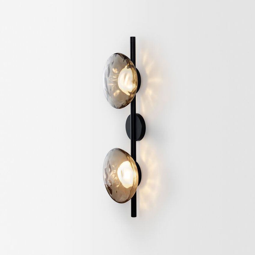 Wandlamp Zwart met Golvend Glasontwerp en Geïntegreerde LED Verlichting 5