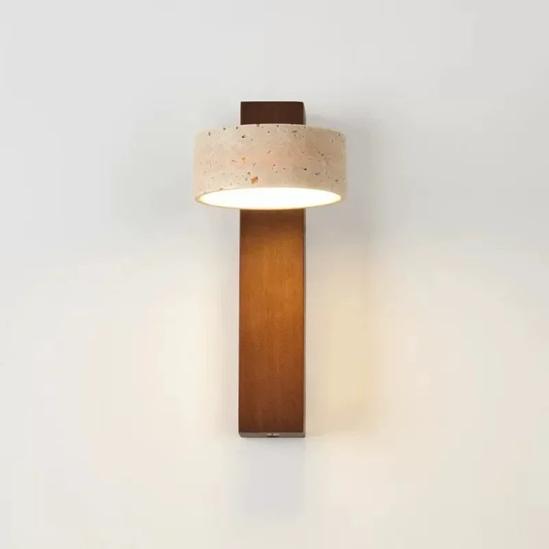 Wandlamp van Cement met Houten Accenten en Minimalistisch Ontwerp voor Binnengebruik 1