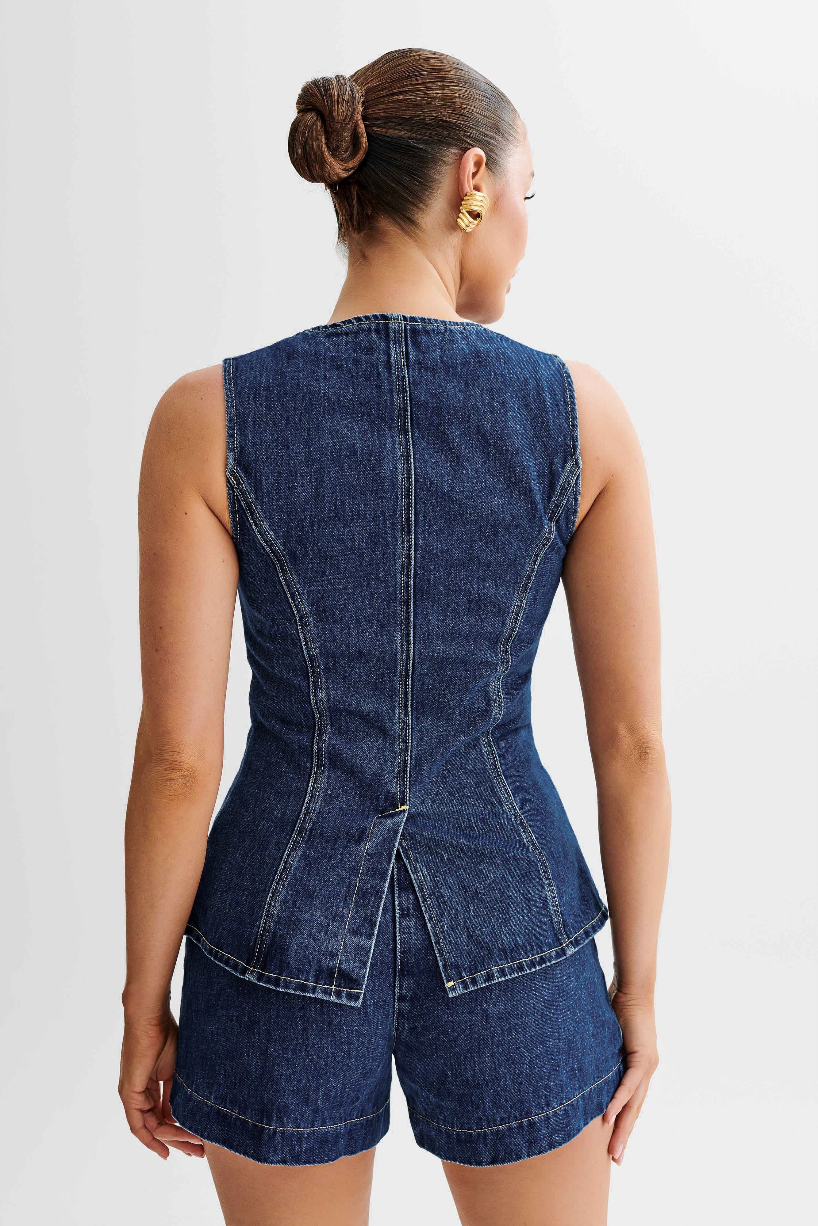 Dames Spijker Set met Gilet en Korte Broek Auralie