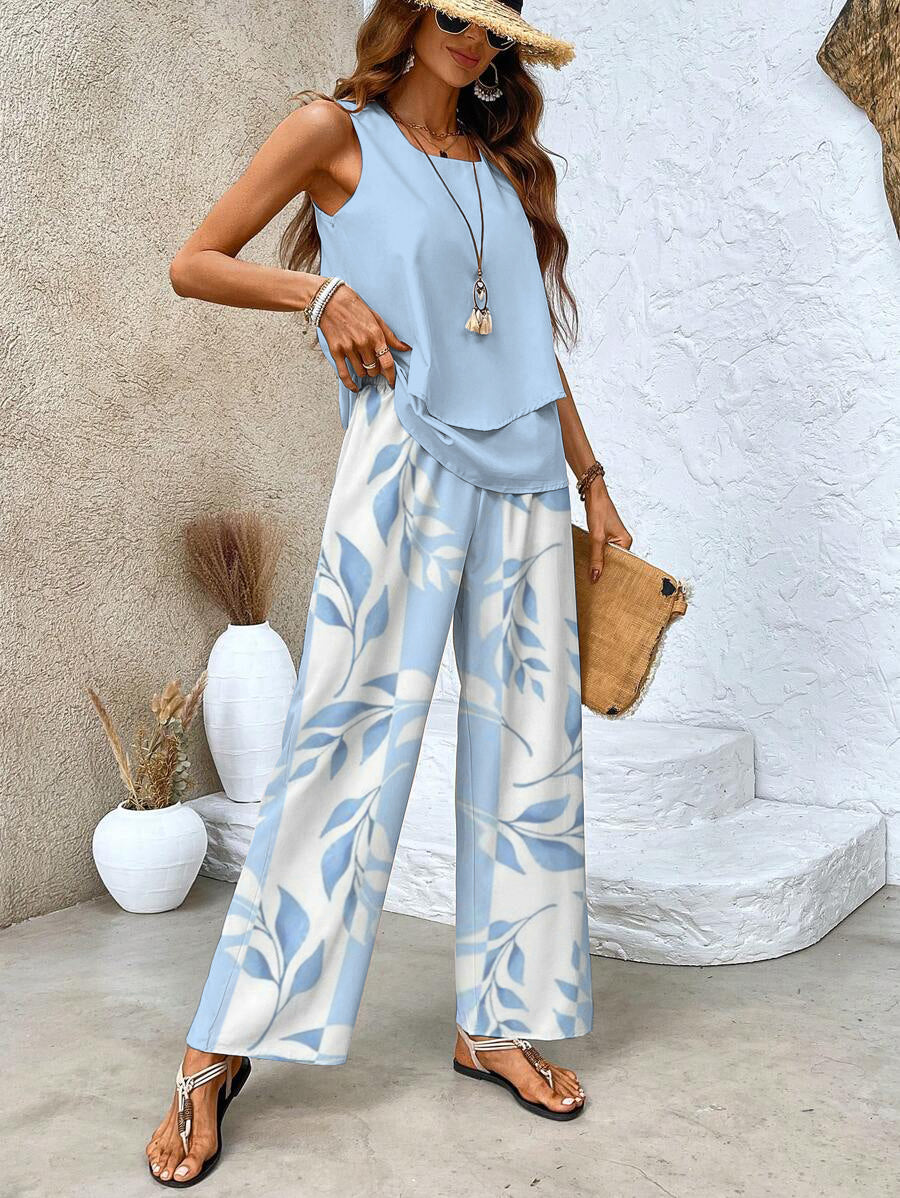 Dames Co-ord Set met Luchtige Top en Wijde Broek Auralie