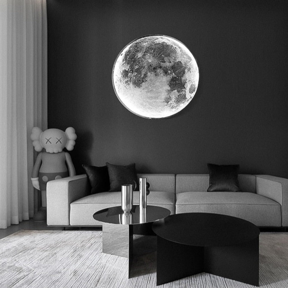 3D LED Maan of Aarde Plafond- en Muurlicht met Afstandsbediening – Dimbaar en Warm Licht 0