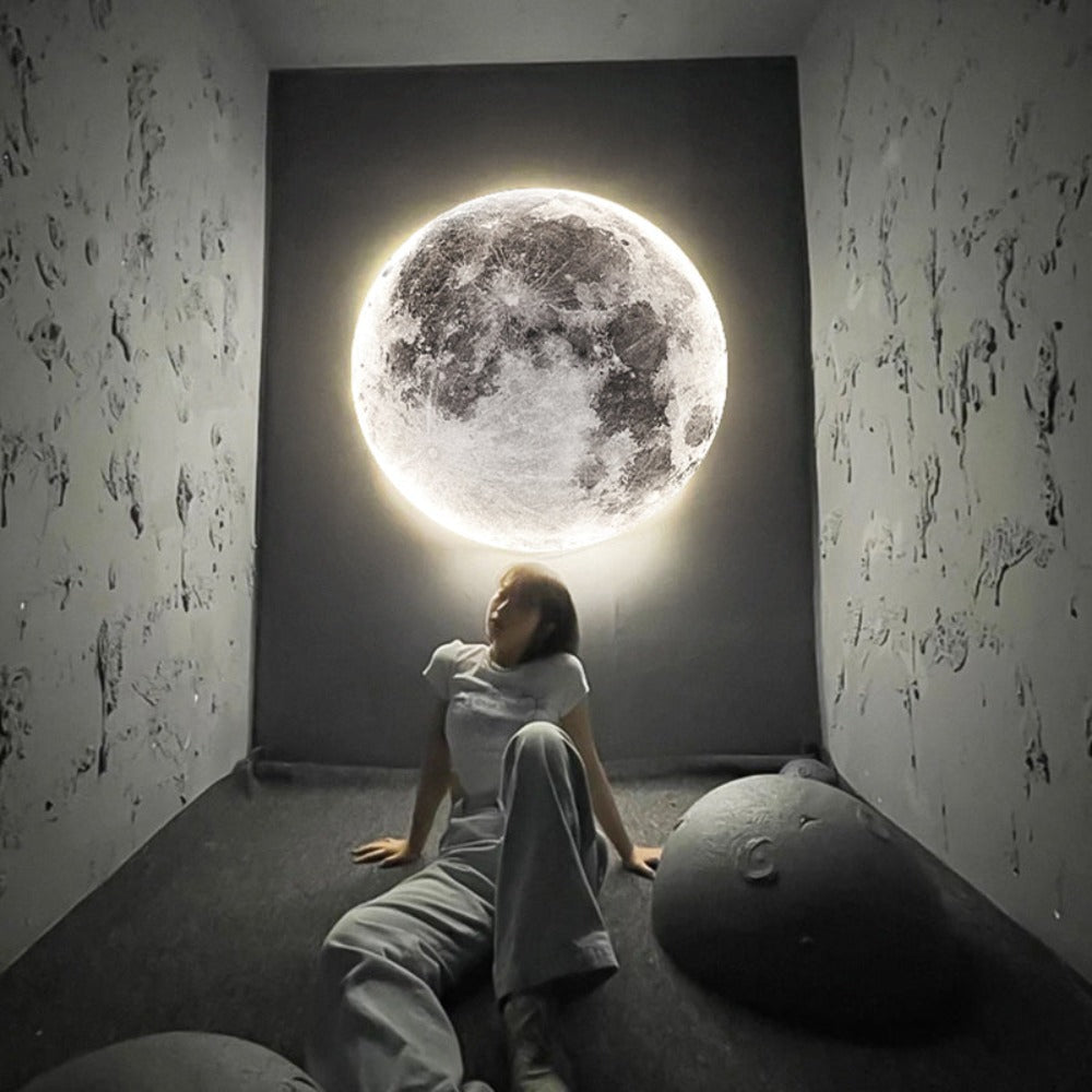 3D LED Maan of Aarde Plafond- en Muurlicht met Afstandsbediening – Dimbaar en Warm Licht 1
