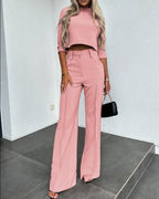 Dames Co-ord set met Elegante Top en Broek Roze Auralie