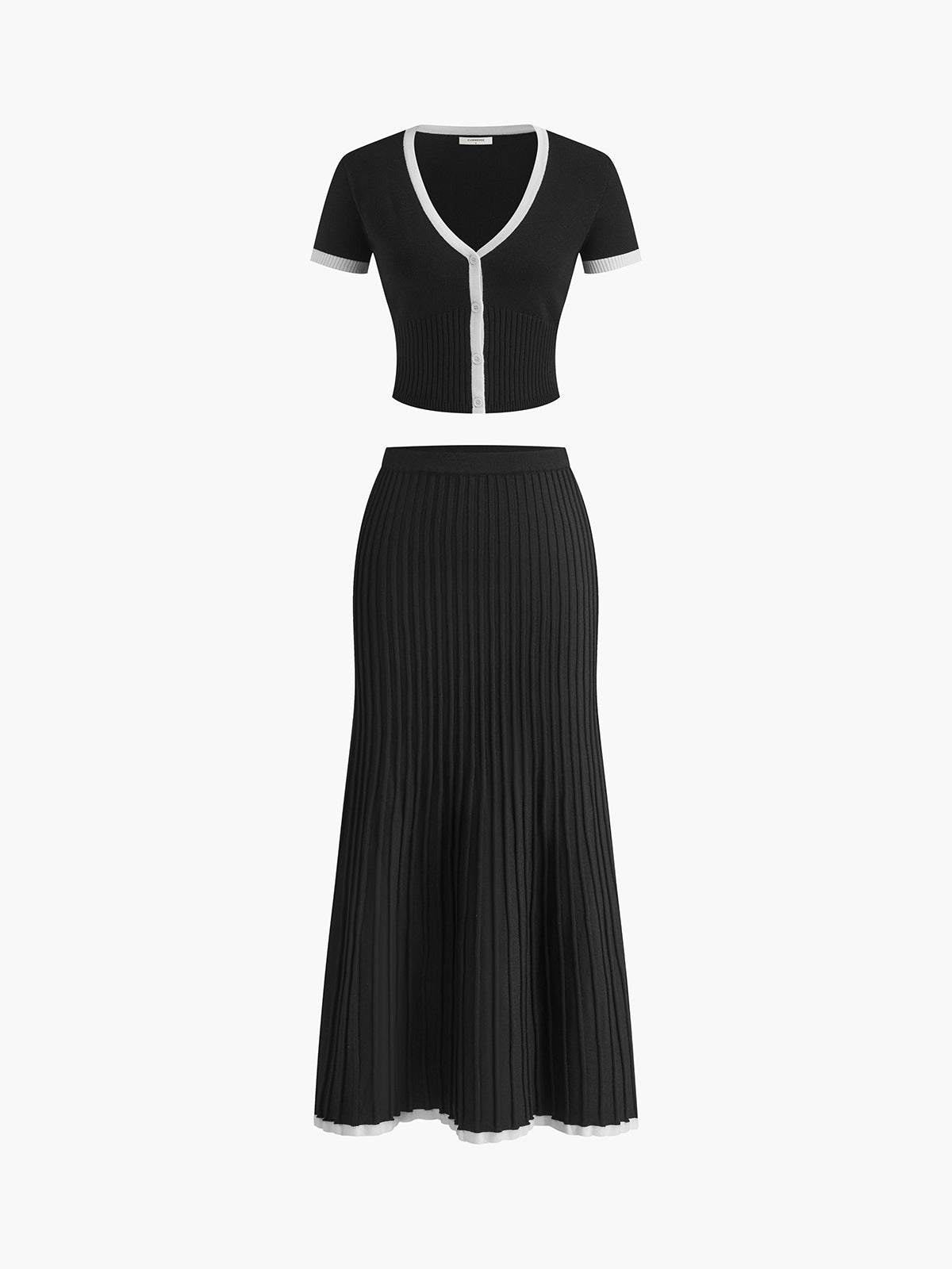Dames Co-ord Set Top en Lange Rok Zwart Auralie