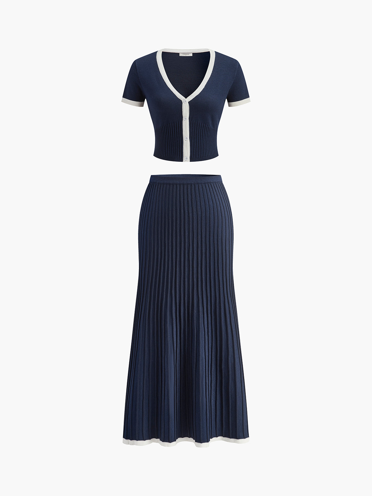 Dames Co-ord Set Top en Lange Rok Marineblauw Auralie