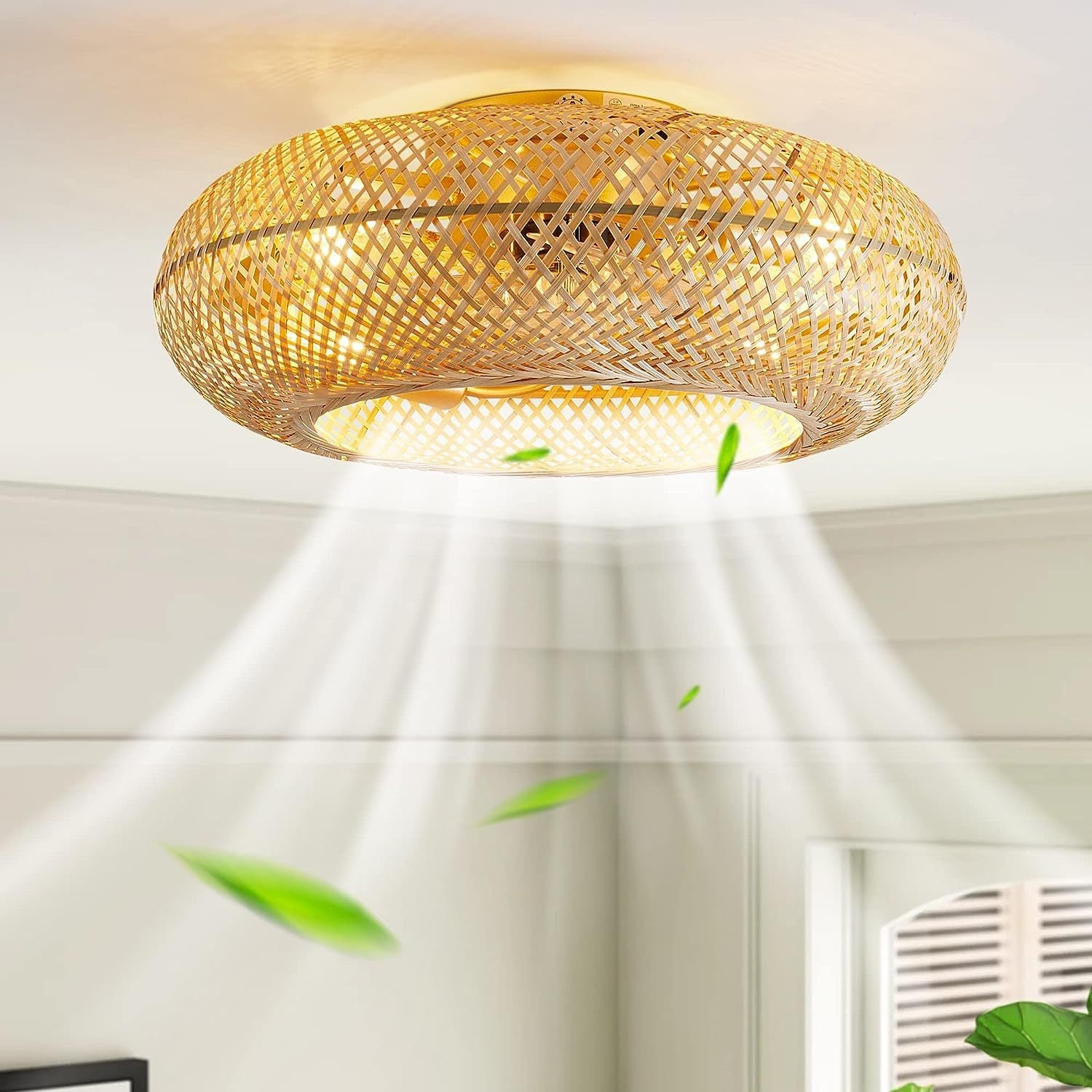 Bamboe Plafondventilator met Lamp - Modern en Elegant Design voor Woonkamer en Slaapkamer 8
