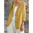 Dames Blazer van Lichtgewicht Katoen met Opgerolde Mouwen en Relaxte Pasvorm 0
