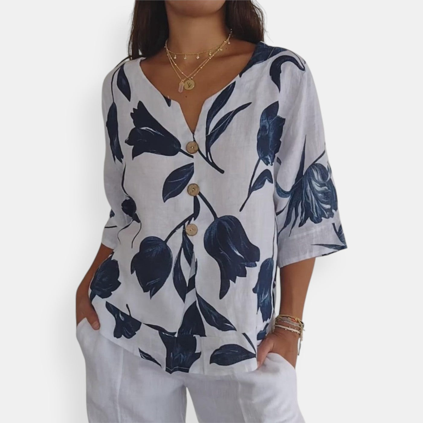 Dames Blouse met Bloemenprint en Luchtige Mouwen 1