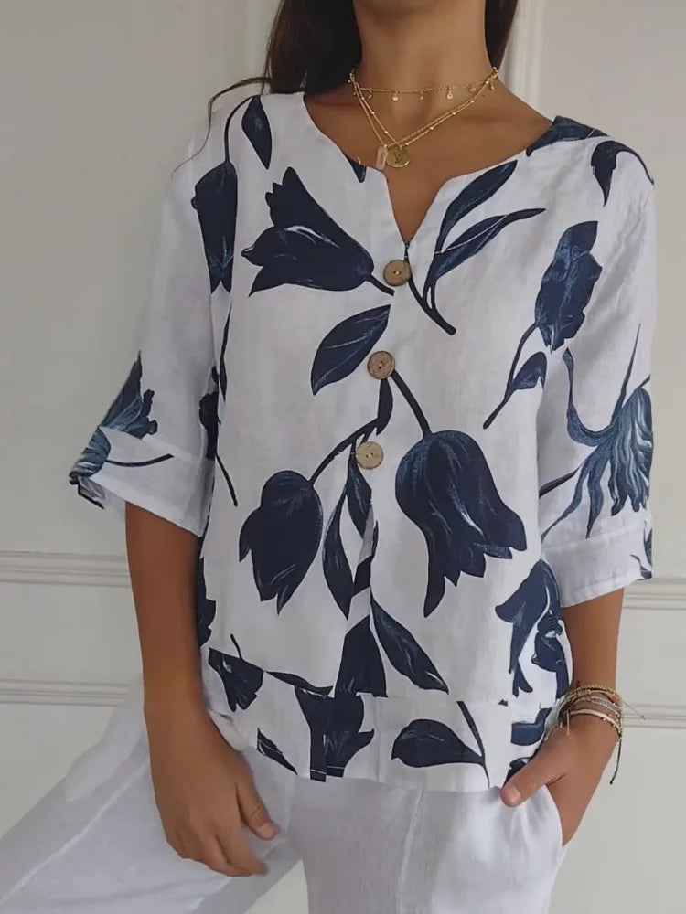 Dames Blouse met Bloemenprint en Luchtige Mouwen 2