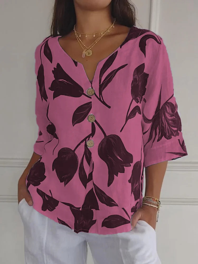 Dames Blouse met Bloemenprint en Luchtige Mouwen 3