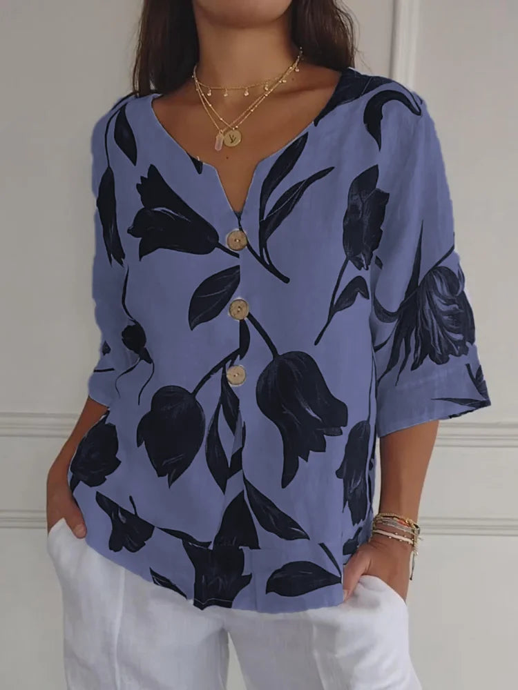 Dames Blouse met Bloemenprint en Luchtige Mouwen 4