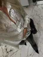 Dames Blouse met Glitterdetails in Oversized Pasvorm Auralie