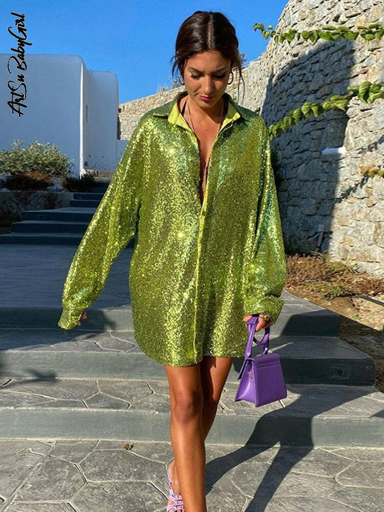 Dames Blouse met Glitterdetails in Oversized Pasvorm Auralie