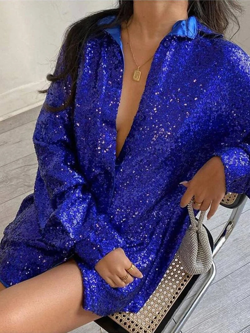 Dames Blouse met Glitterdetails in Oversized Pasvorm Auralie
