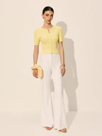 Dames Korte Mouwen Blouse met Knopen en Gebreide Structuur Auralie
