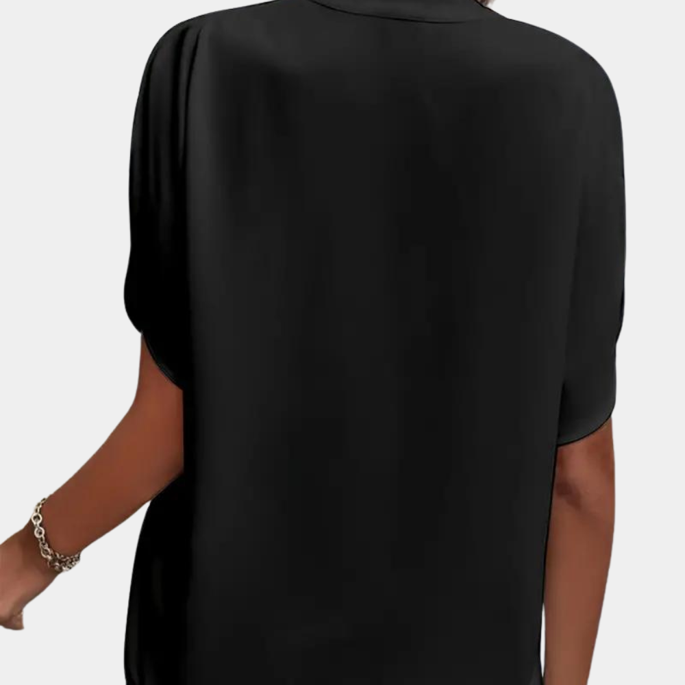 Dames Blouse met Korte Mouwen en V-hals voor Zomer Auralie