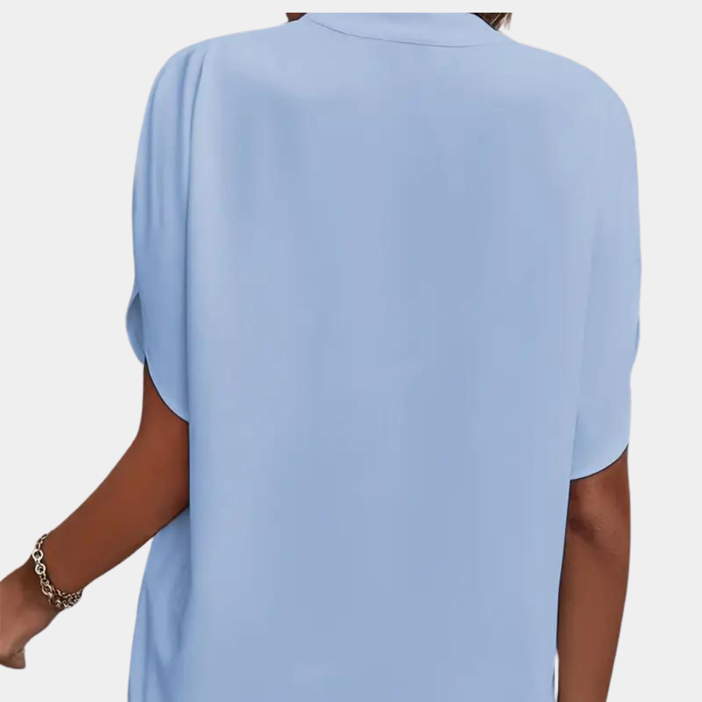 Dames Blouse met Korte Mouwen en V-hals voor Zomer Auralie